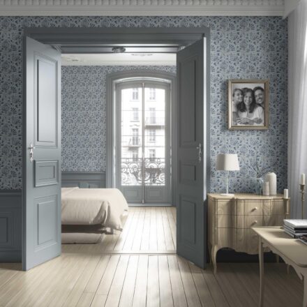 'Eridu Fields' Modern Floral/ Botanical Wallpaper (Slate Blue/ Gray) - Image 4