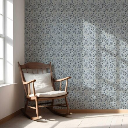 'Eridu Fields' Modern Floral/ Botanical Wallpaper (Slate Blue/ Gray) - Image 5