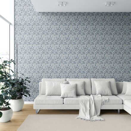 'Eridu Fields' Modern Floral/ Botanical Wallpaper (Slate Blue/ Gray) - Image 6
