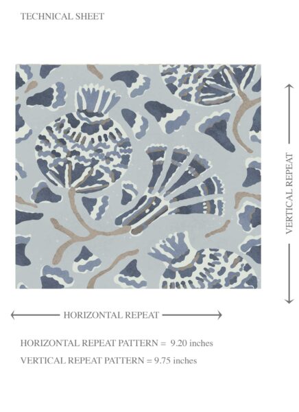 'Eridu Fields' Modern Floral/ Botanical Wallpaper (Slate Blue/ Gray) - Image 8
