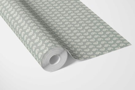 'Claudia Tales' Small Paisley Floral Patterned Print Wallpaper (Green/ White) - Image 2