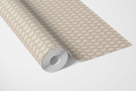 'Guamal' Neutral Small Paisley Floral Patterned Print Wallpaper (Beige/ White) - Image 2