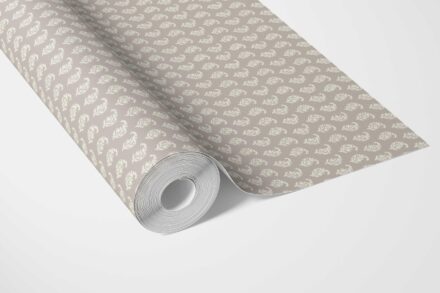 'Argos Hall' Neutral Small Paisley Floral Patterned Print Wallpaper (Taupe Gray/ White) - Image 2