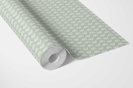 'Rock Bell' Small Paisley Floral Patterned Print Wallpaper (Green/ White) - Image 2