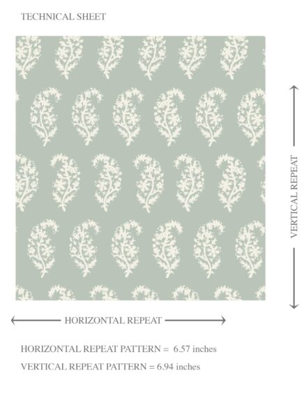 'Rock Bell' Small Paisley Floral Patterned Print Wallpaper (Green/ White) - Image 8
