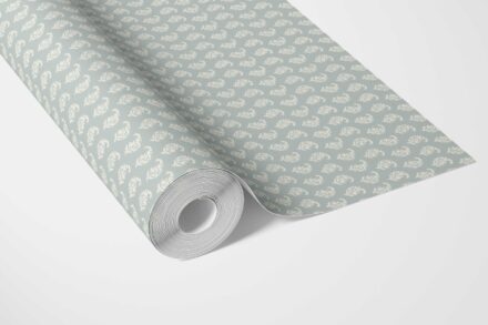 'Zaytun' Small Paisley Floral Patterned Print Wallpaper (Blue/ White) - Image 2
