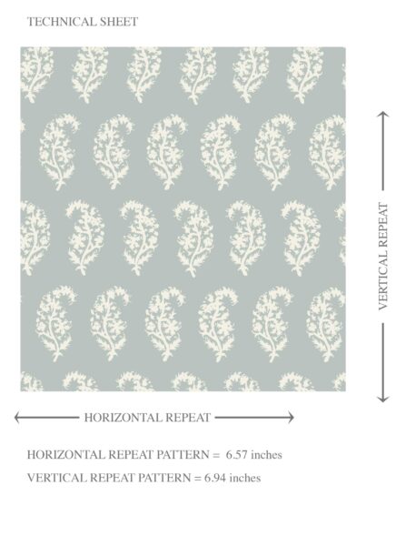 'Zaytun' Small Paisley Floral Patterned Print Wallpaper (Blue/ White) - Image 8