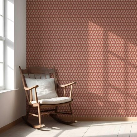 'Travertine' Small Paisley Floral Patterned Print Wallpaper (Brick Red/ White) - Image 5