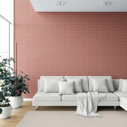 'Travertine' Small Paisley Floral Patterned Print Wallpaper (Brick Red/ White) - Image 6