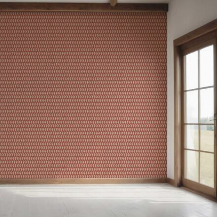 'Travertine' Small Paisley Floral Patterned Print Wallpaper (Brick Red/ White) - Image 7