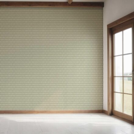 'Striations' Small Paisley Floral Patterned Print Wallpaper (Olive Green/ White) - Image 7