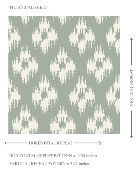 'Empoli' Small Geometric Ikat-Style Floral Block Print Wallpaper (Green/ White) - Image 8