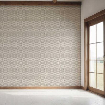 'Hutt Lagoon' Neutral Small Geometric Ikat-Style Floral Block Print Wallpaper (Gray/ White) - Image 7