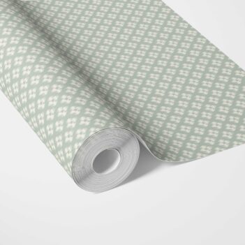 'Tenerife' Small Geometric Ikat-Style Floral Block Print Wallpaper (Duck Egg Blue/ White)