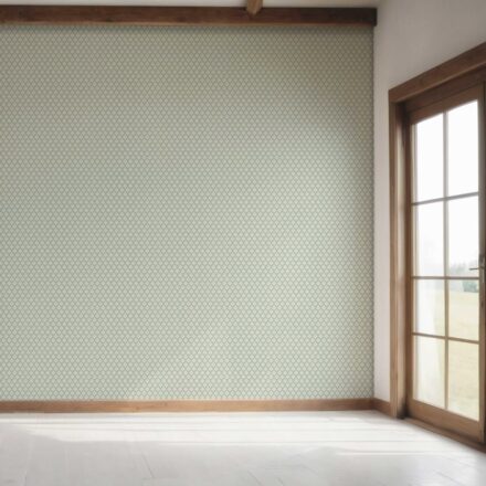 'Tenerife' Small Geometric Ikat-Style Floral Block Print Wallpaper (Duck Egg Blue/ White) - Image 7