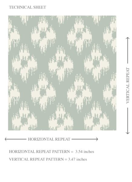 'Tenerife' Small Geometric Ikat-Style Floral Block Print Wallpaper (Duck Egg Blue/ White) - Image 8