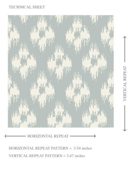 'Folkloric' Small Geometric Ikat-Style Floral Block Print Wallpaper (Duck Egg Blue/ White) - Image 8