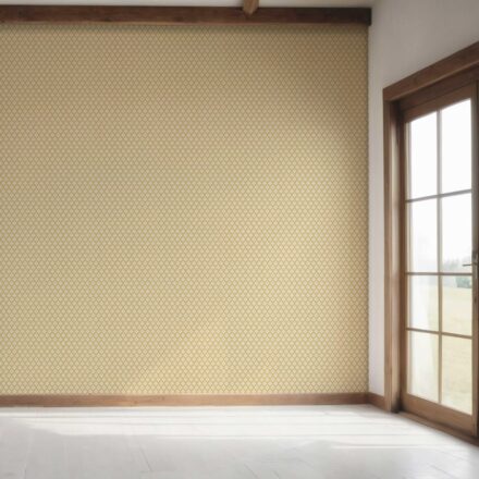 'Cliffside' Small Geometric Ikat-Style Floral Block Print Wallpaper (Yellow/ White) - Image 7
