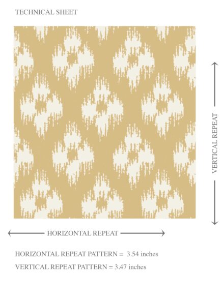 'Cliffside' Small Geometric Ikat-Style Floral Block Print Wallpaper (Yellow/ White) - Image 8