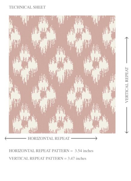 'Inchyra' Small Geometric Ikat-Style Floral Block Print Wallpaper (Pink/ White) - Image 8