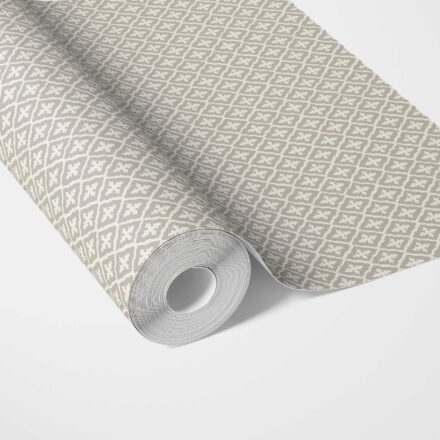 'Atemoya' Neutral Geometric Diamond Lattice Wallpaper (Gray/ Taupe/ White)