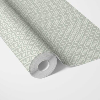 'Marjon' Geometric Diamond Lattice Wallpaper (Green/ White)