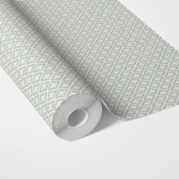 'Anza' Geometric Diamond Lattice Wallpaper (Blue-Gray/ White)