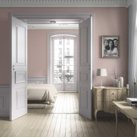 'Alpaca' Geometric Diamond Lattice Wallpaper (Dusty Rose Pink/ White) - Image 4