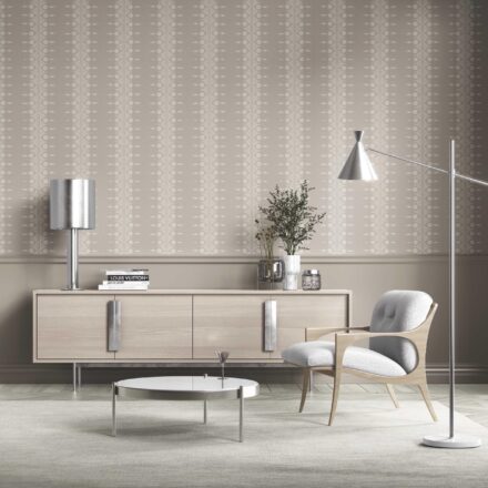 'Campanula' Neutral Floral Striped Wallpaper (Gray/ Off White) - Image 2
