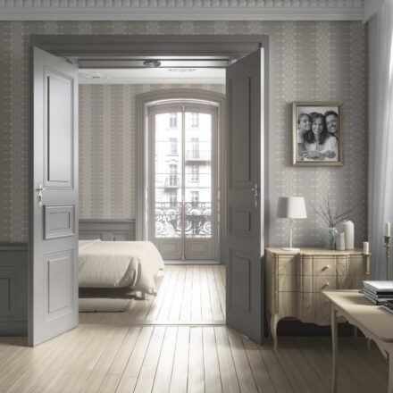 'Campanula' Neutral Floral Striped Wallpaper (Gray/ Off White) - Image 4