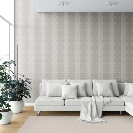 'Campanula' Neutral Floral Striped Wallpaper (Gray/ Off White) - Image 6