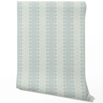 'Jardin' Floral Striped Wallpaper (Duck Egg Blue/ Off-White)