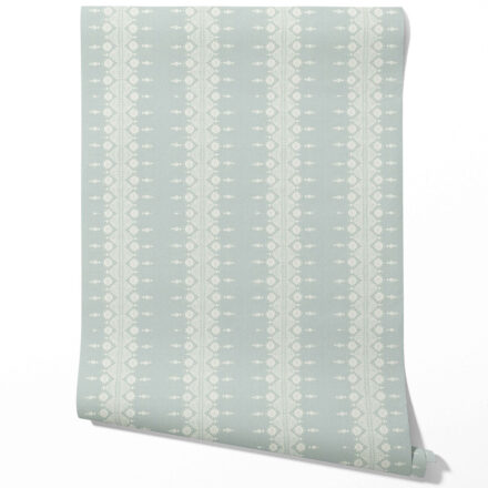 'Jardin' Floral Striped Wallpaper (Duck Egg Blue/ Off-White)
