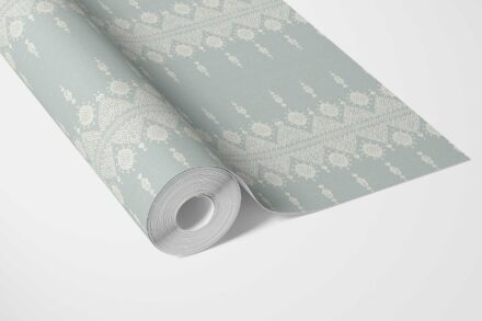 'Jardin' Floral Striped Wallpaper (Duck Egg Blue/ Off-White) - Image 3