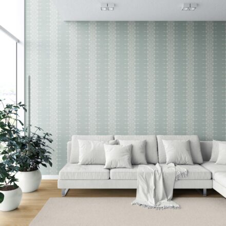 'Jardin' Floral Striped Wallpaper (Duck Egg Blue/ Off-White) - Image 6