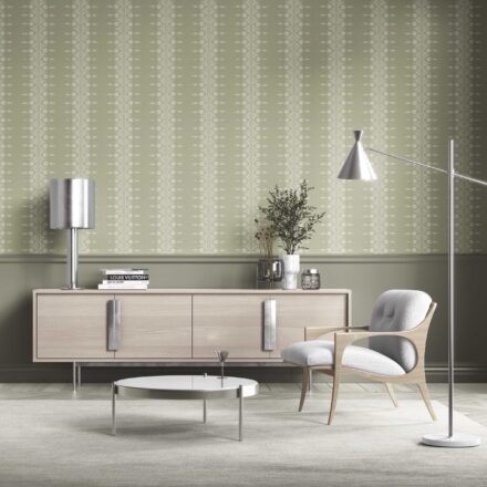 'Himar' Floral Striped Wallpaper (Green/ Off-White) - Image 2