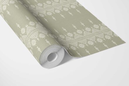 'Himar' Floral Striped Wallpaper (Green/ Off-White) - Image 3