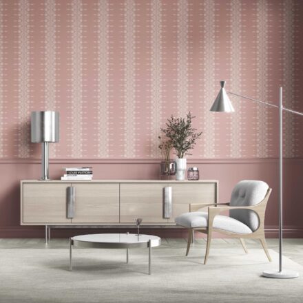 'Petal' Floral Striped Wallpaper (Pink/ Off-White) - Image 2