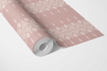 'Petal' Floral Striped Wallpaper (Pink/ Off-White) - Image 3