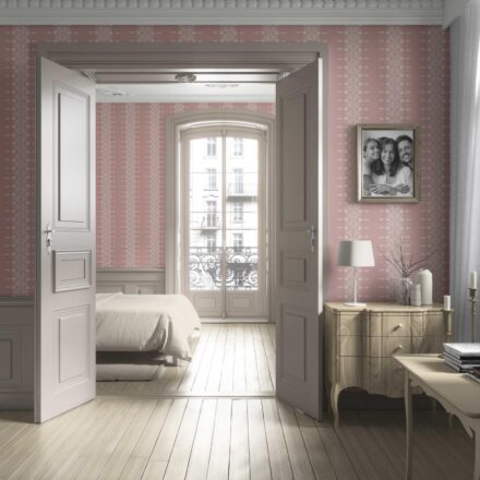'Petal' Floral Striped Wallpaper (Pink/ Off-White) - Image 4