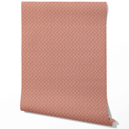 'Deep Faith' Small Diamond Lattice/ Textured Check Wallpaper (Terracotta Red/ White) - Image 2