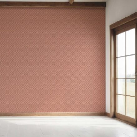 'Deep Faith' Small Diamond Lattice/ Textured Check Wallpaper (Terracotta Red/ White) - Image 7