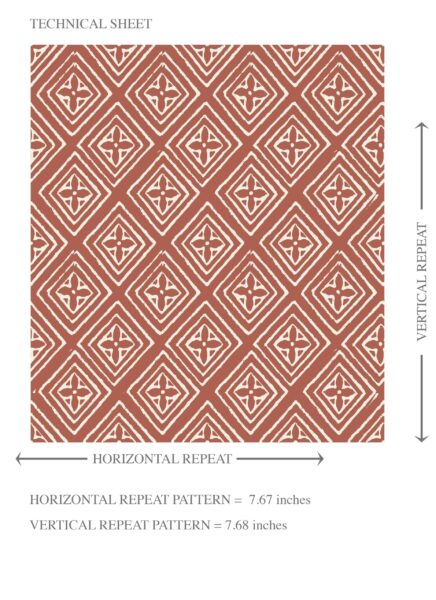 'Deep Faith' Small Diamond Lattice/ Textured Check Wallpaper (Terracotta Red/ White) - Image 8