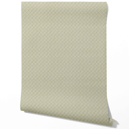 'Bermuda' Small Diamond Lattice/ Textured Check Wallpaper (Olive Green/ White) - Image 2