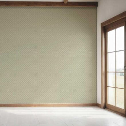 'Bermuda' Small Diamond Lattice/ Textured Check Wallpaper (Olive Green/ White) - Image 7