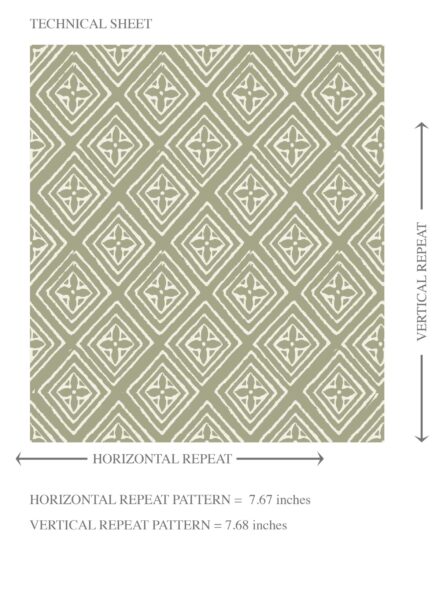 'Bermuda' Small Diamond Lattice/ Textured Check Wallpaper (Olive Green/ White) - Image 8