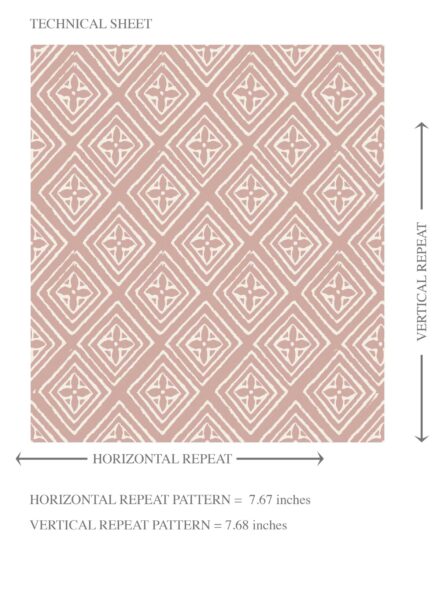 'Chestnut' Small Diamond Lattice/ Textured Check Wallpaper (Pink/ White) - Image 8