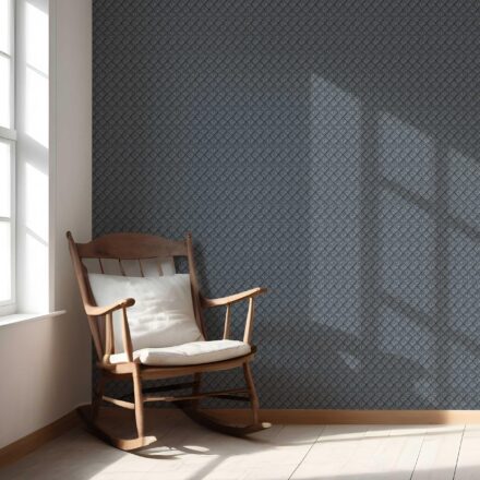 'Macarons' Small Diamond Lattice/ Textured Check Wallpaper (Midnight Blue/ White) - Image 5
