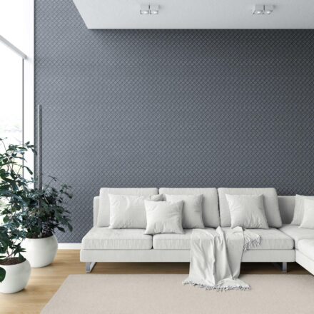 'Macarons' Small Diamond Lattice/ Textured Check Wallpaper (Midnight Blue/ White) - Image 6