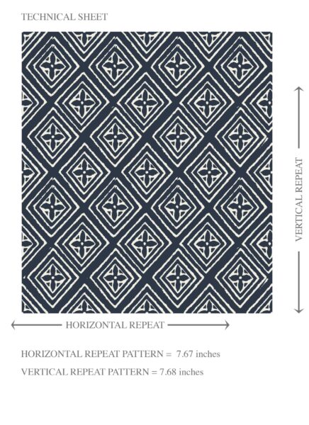 'Macarons' Small Diamond Lattice/ Textured Check Wallpaper (Midnight Blue/ White) - Image 8